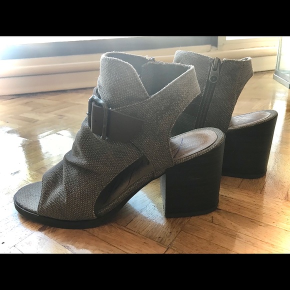 Casual tan/brown peep-toe booties. - Picture 2 of 3